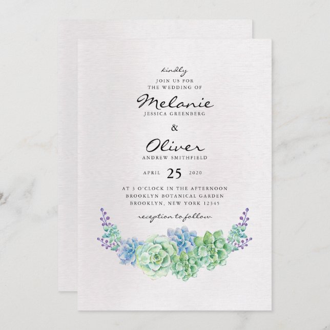 Colourful Cactus Wedding Invitation (Front/Back)
