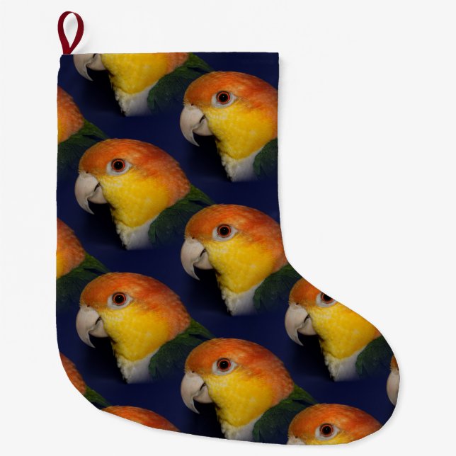 Colourful Caique Parrot Large Christmas Stocking (Front)