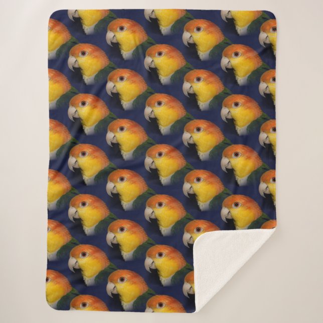 Colourful Caique Parrot Sherpa Blanket (Front)