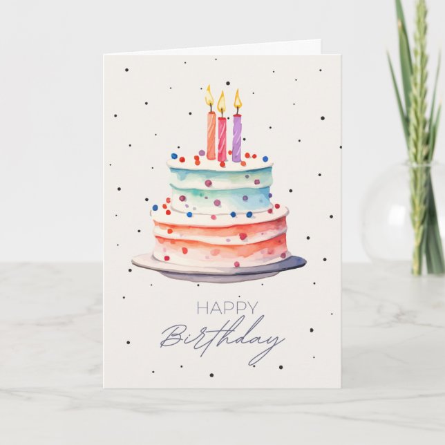Colourful Cake & Confetti birthday Card (Front)