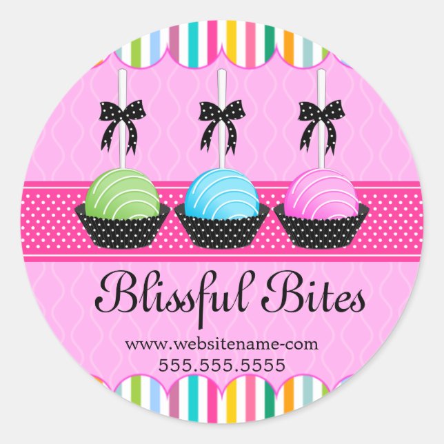 Colourful Cake Pops Bakery Box Seals (Front)