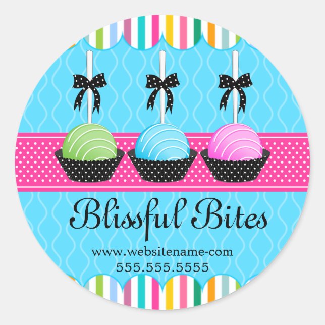 Colourful Cake Pops Bakery Box Seals (Front)