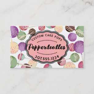 Colourful cake pops bakery wedding event baking business card
