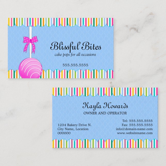 Colourful Cake Pops Business Card (Front/Back)