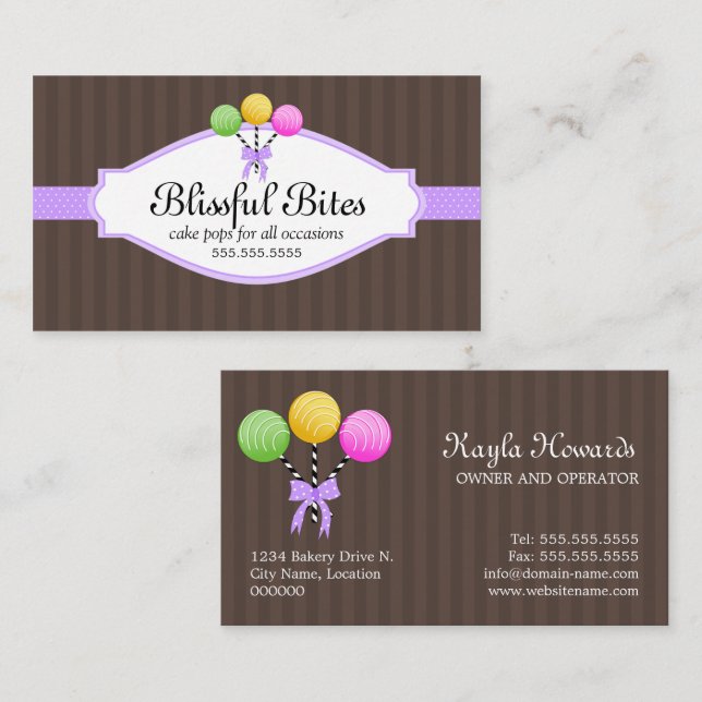 Colourful Cake Pops Business Card (Front/Back)