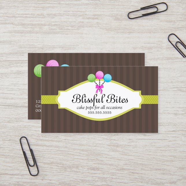 Colourful Cake Pops Business Card (Front/Back In Situ)