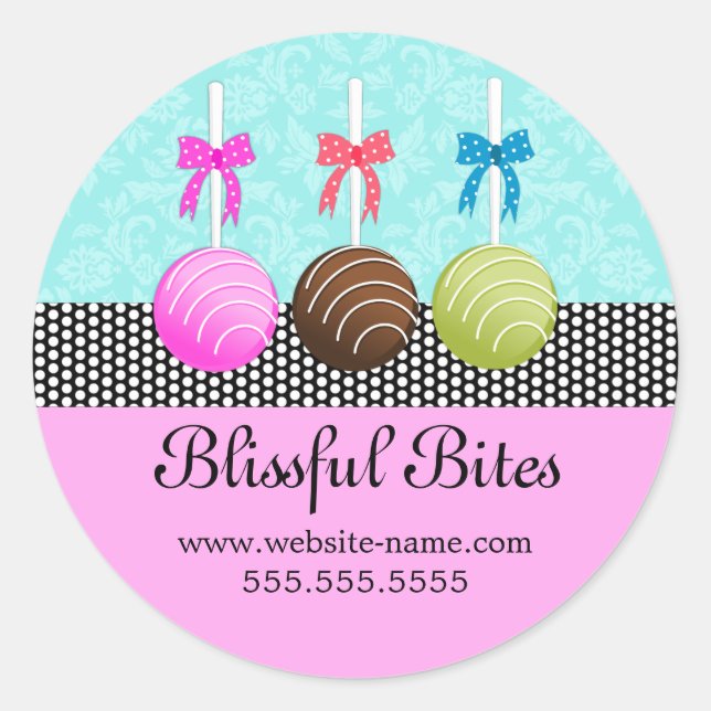 Colourful Cake Pops Damask Classic Round Sticker (Front)