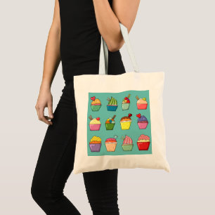 Colourful Cakes and Ice Cream Cute Teal Tote Bag