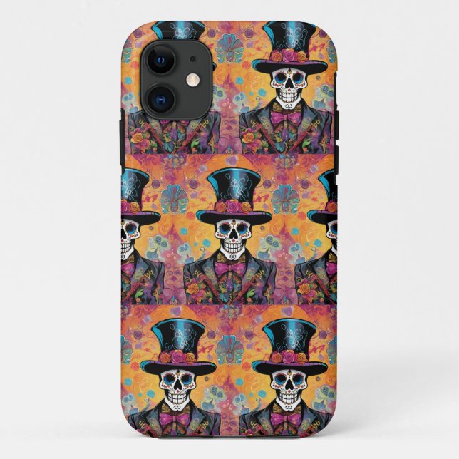 Colourful Calavera : Day of the Dead Skeleton Case-Mate iPhone Case (Back)