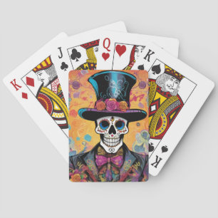 Colourful Calavera : Day of the Dead Skeleton Playing Cards