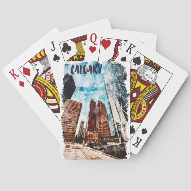 Colourful Calgary Alberta Cityscape  Playing Cards (Back)