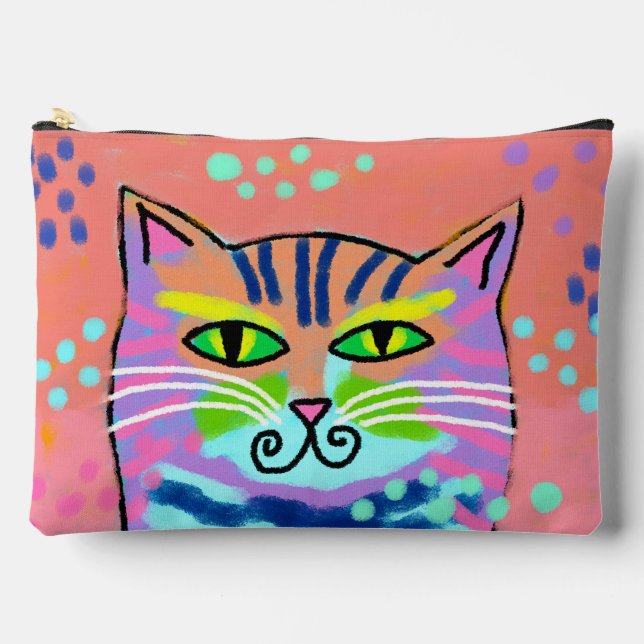 Colourful Calico Cat Abstract Art Accessory Pouch (Front)