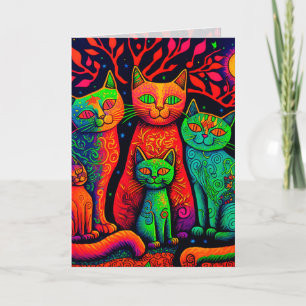 Colourful Calico Cats Graphic Arts Card