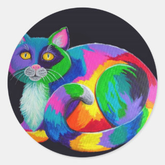 Colourful Calico Classic Round Sticker
