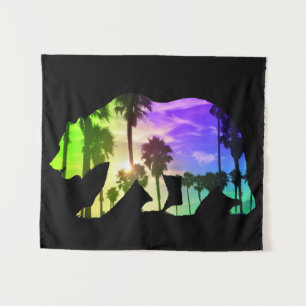 Colourful California Bear Beach Landscape Palms Su Tapestry