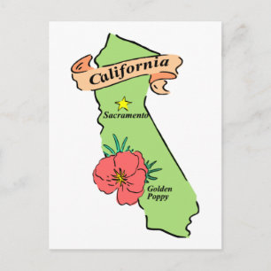 Colourful California Map Gifts and Tees Postcard