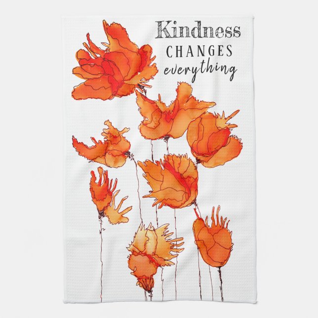 Colourful California Poppies Kitchen Towel (Vertical)