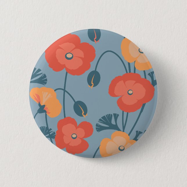 Colourful California Poppy Pattern 6 Cm Round Badge (Front)