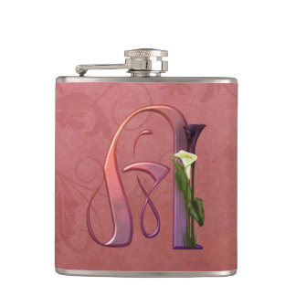Colourful Calla Initial A Hip Flask