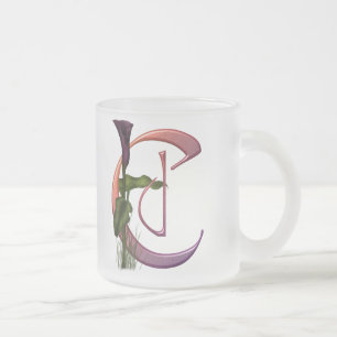 Colourful Calla Initial C Frosted Glass Coffee Mug