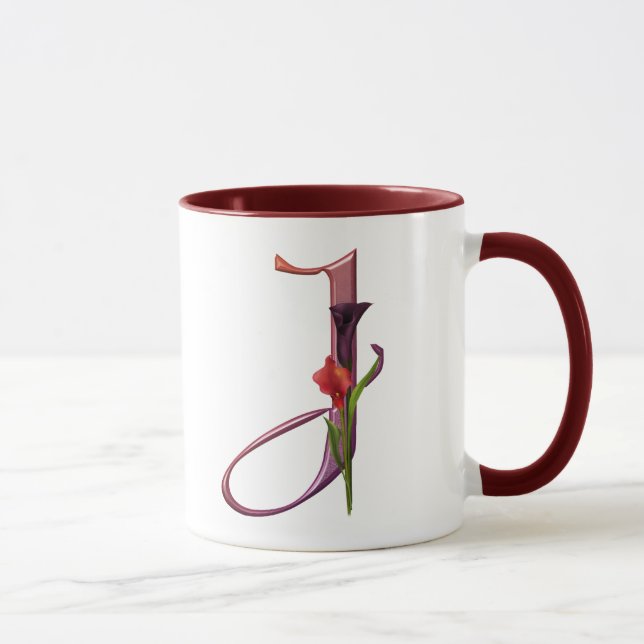 Colourful Calla Initial J Mug (Right)