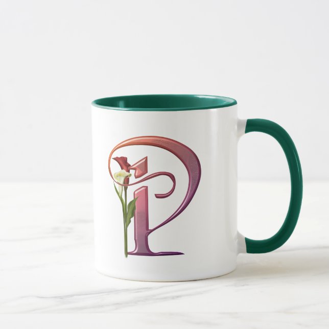 Colourful Calla Initial P Mug (Right)