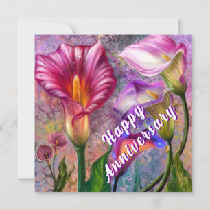 Colourful Calla Lilies Anniversary Card