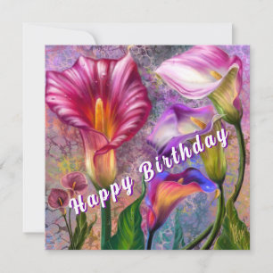 Colourful Calla Lilies Birthday Card