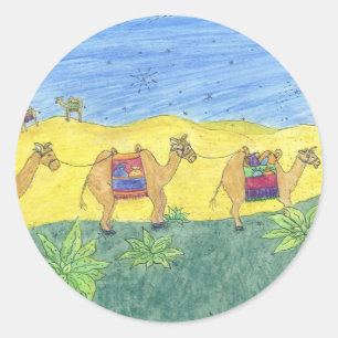 Colourful Camels Classic Round Sticker