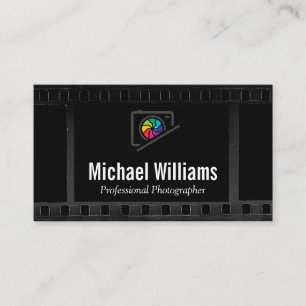 Colourful Camera Lens Logo   Film Strip Business Card