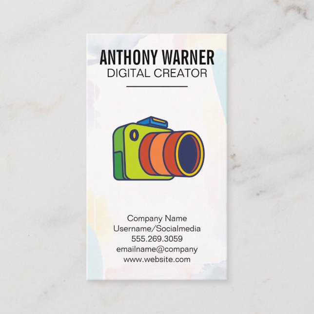 Colourful Camera Logo Business Card (Front)