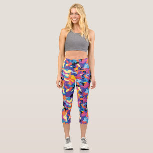 Colourful Camouflage Capri Leggings