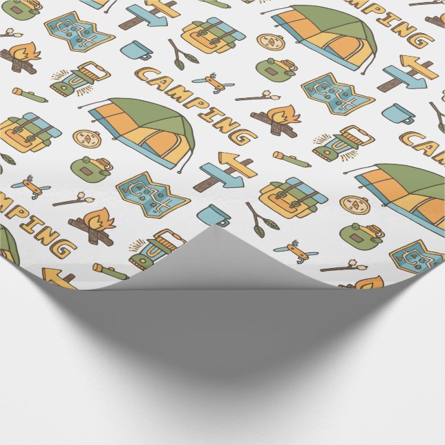 Colourful Camping Gear Pattern Wrapping Paper (Corner)