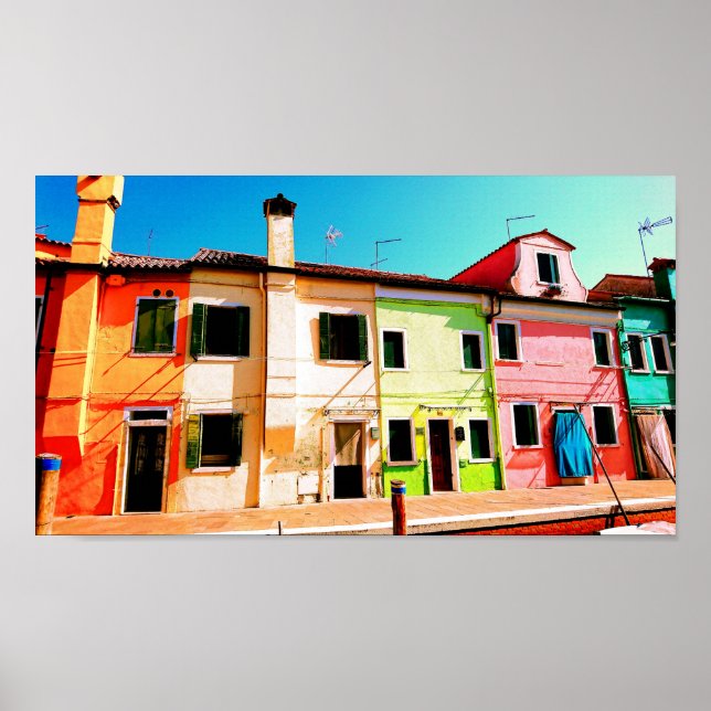 Colourful canal houses in Italy travel photography Poster (Front)
