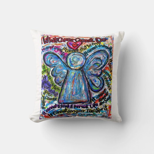 Colourful Cancer Angel Decorative Throw Pillow (Front)