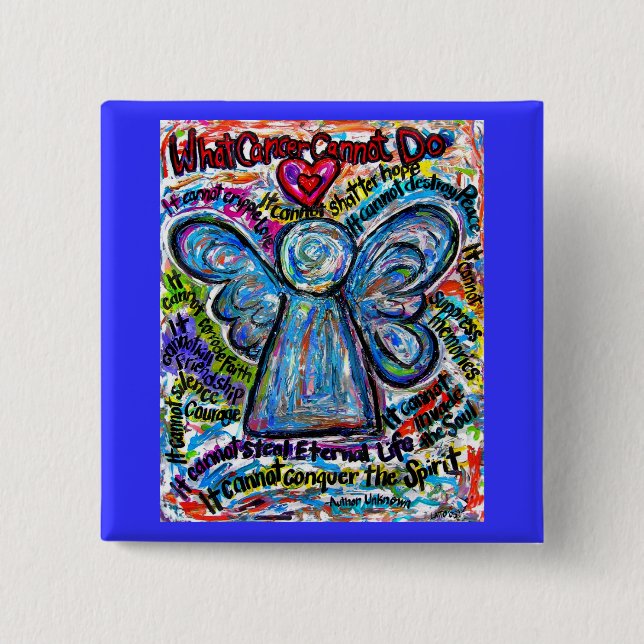 Colourful Cancer Angel Painting Art Button or Pin (Front)