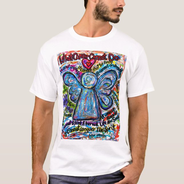 Colourful Cancer Angel T-shirt (Angel Front & Poem (Front)
