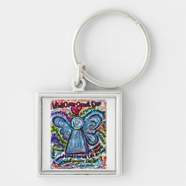 Colourful Cancer Cannot Angel Art Keychain Pendant (Front)
