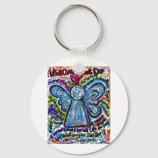 Colourful Cancer Cannot Angel Art Keychain Pendant (Front)