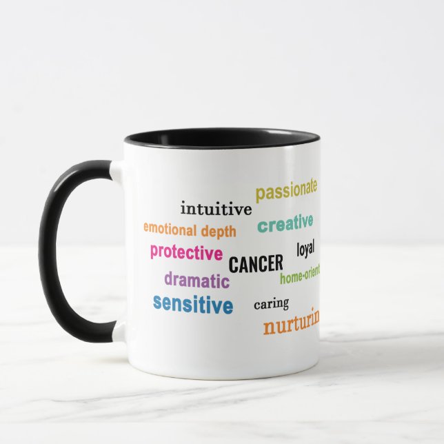 Colourful CANCER Traits Zodiac sign Name  Mug (Left)