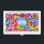 Colourful Candies Personalise Photo Business Card Holder<br><div class="desc">A lot of different Colour varied sugar-coated chocolate. Yellow,  pink,  red,  blue,  green,  purple and brown.  Change MB to your own initials,  into a monogram or enter any name you choose.</div>