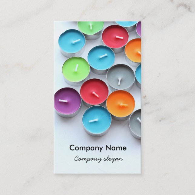 Colourful candles business card (Front)