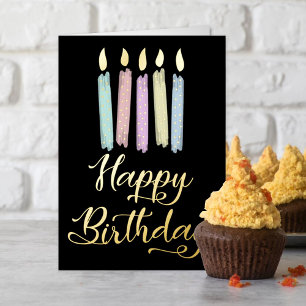 Colourful Candles Happy Birthday Real Foil Greeting Card