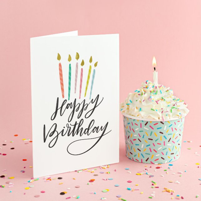 Colourful Candles Lettered Happy Birthday Card (Creator Uploaded)