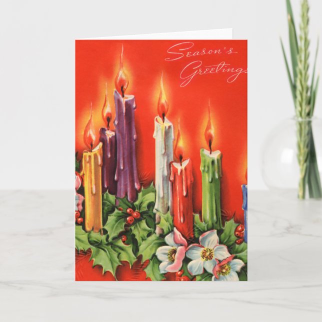 Colourful CAndles Seasons Greetings Holiday Card (Front)