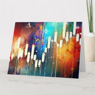 Colourful candlestick chart abstract painting card