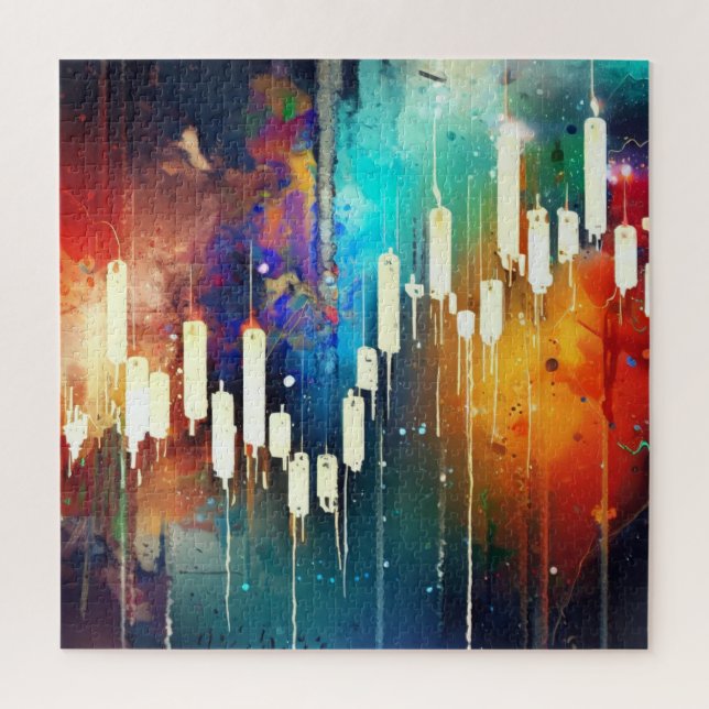 Colourful candlestick chart abstract painting jigsaw puzzle (Vertical)