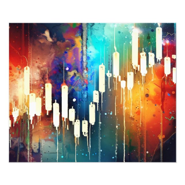 Colourful candlestick chart abstract painting photo print (Front)