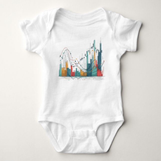 Colourful candlestick chart baby bodysuit (Front)