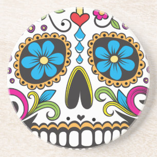 Colourful Candy and Sugar Skull Coaster
